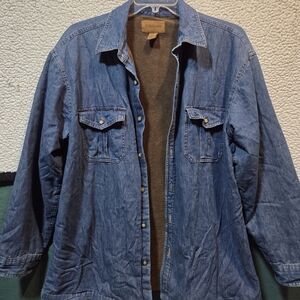 St. John's Bay Blue Denim Fleece Lined Shirt/ Jacket. Size XL